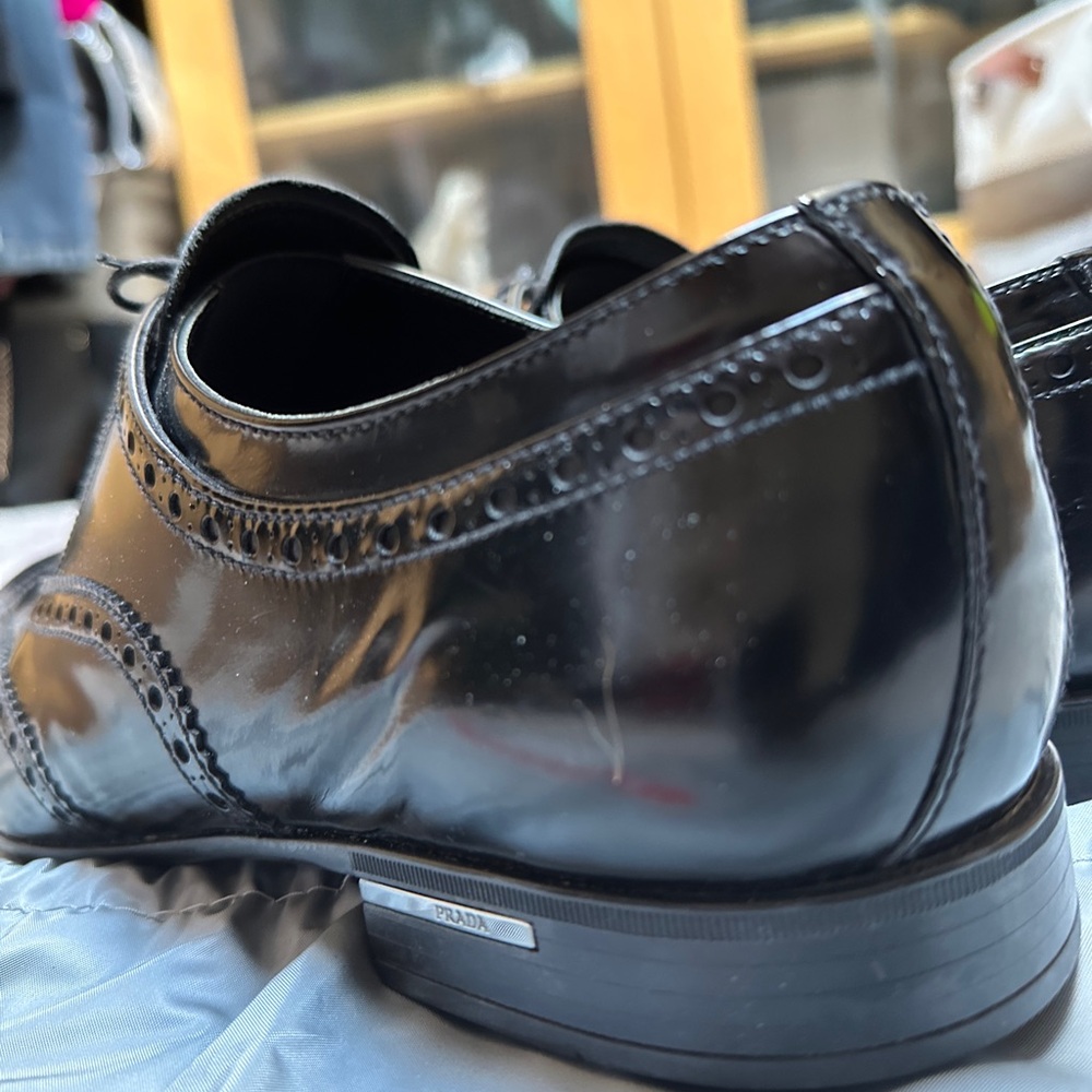 Prada Men's Shiny Black Oxford Shoes - Picture 5 of 11
